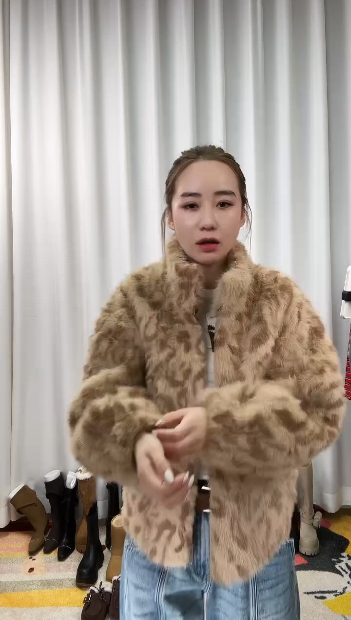 翻****龟简白豹纹外套 S 