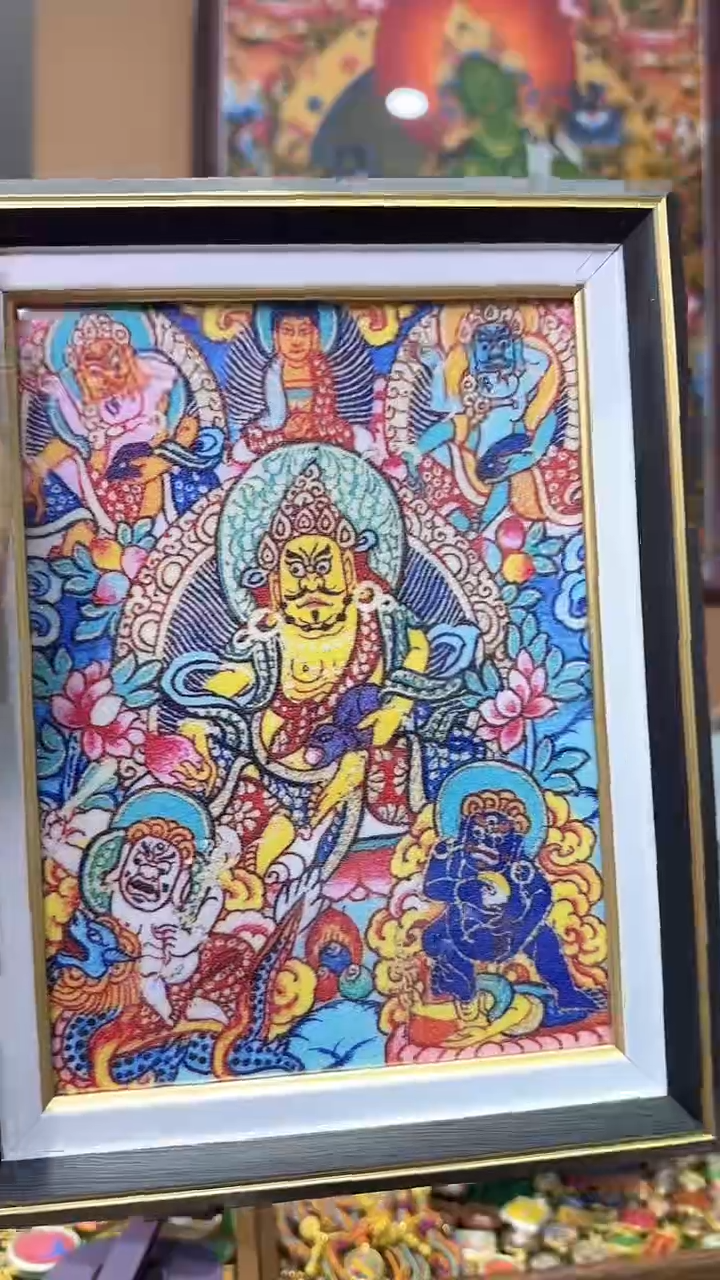 吊坠五路财神宝石画摆台