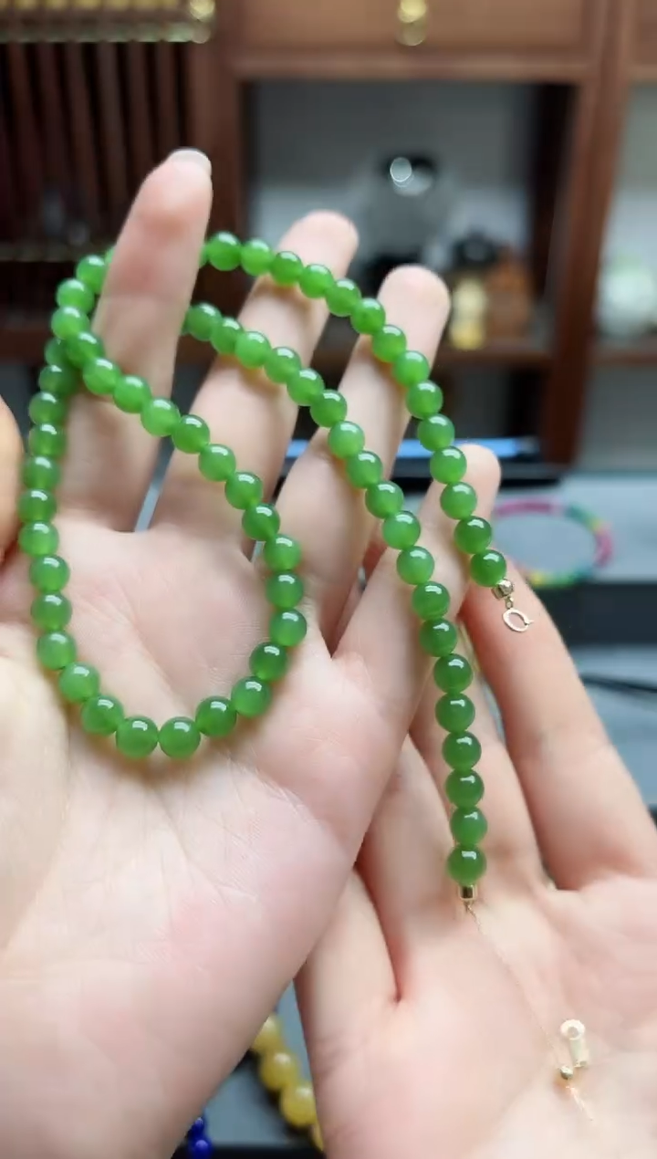 【闪购商品】和田玉颈饰18K金镶嵌18k金碧玉项链XE