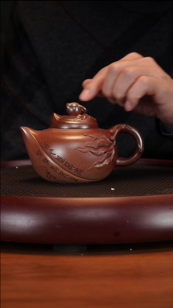 【闪购商品】紫砂茶壶1-48 BYM寿桃白麻子段泥闷罐烧