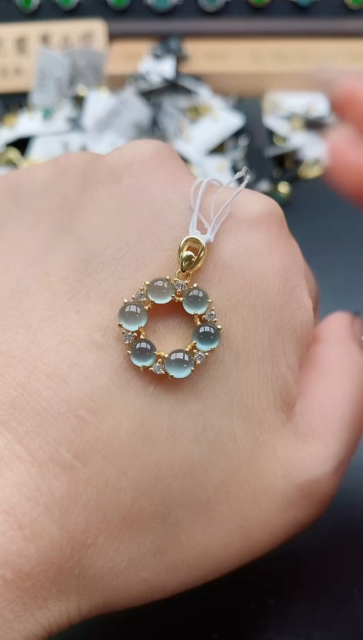 吊坠(不含链)银S925镶嵌翡翠1