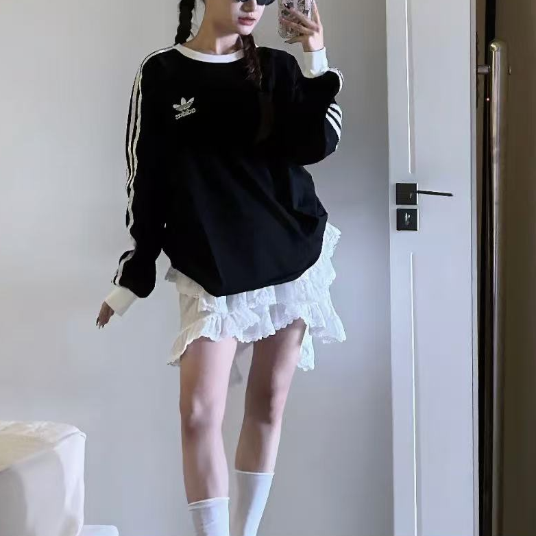 XPAdidas 新款经典休闲男女同款运动T恤圆领透气时尚长袖 KE5824 