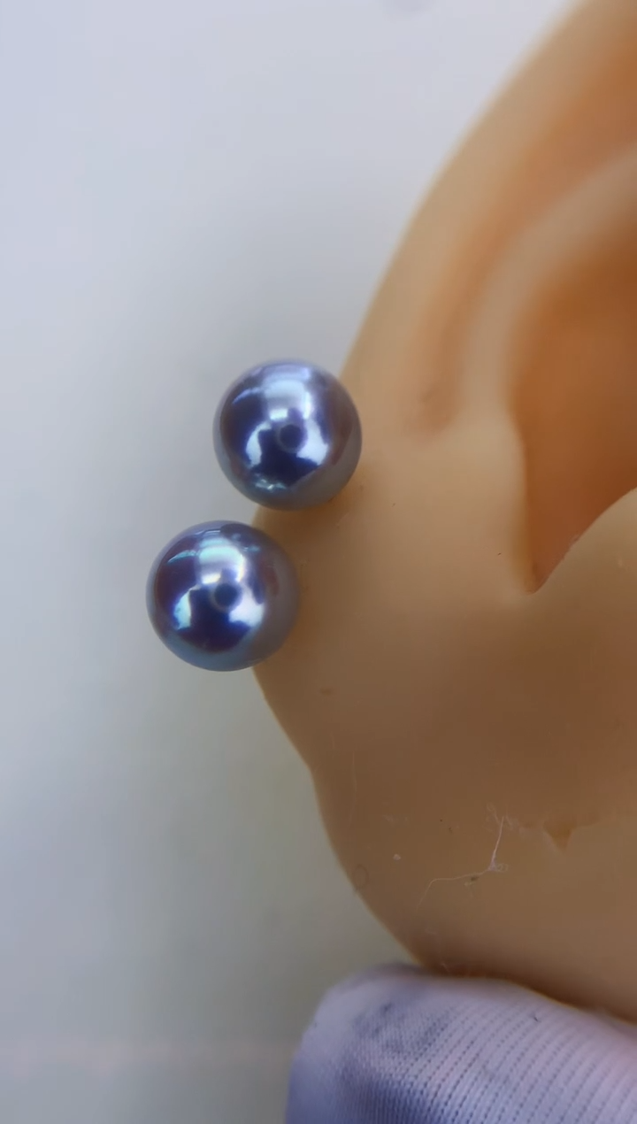 18K金镶嵌DA海水珍珠 GD163 8-8.5 真多麻素钉