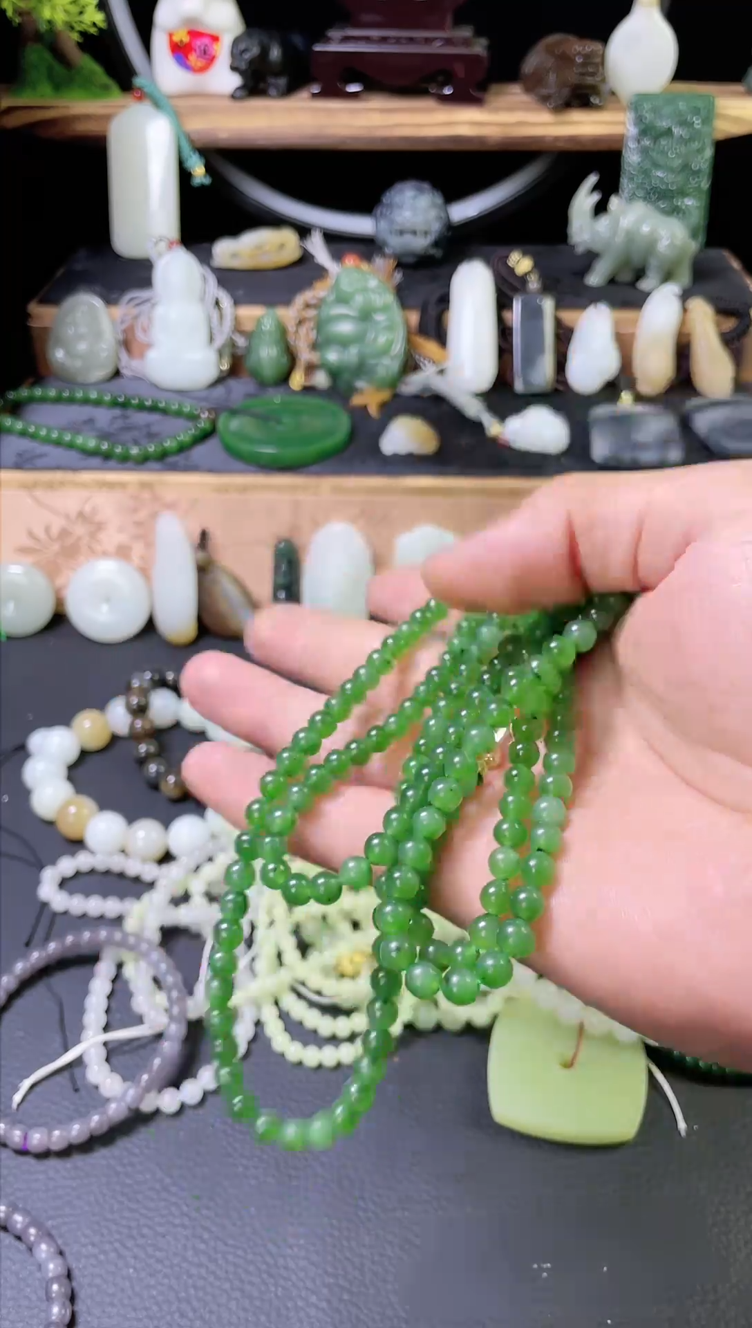 【闪购商品】和田玉项链未镶嵌碧玉108颗两条拍6发2