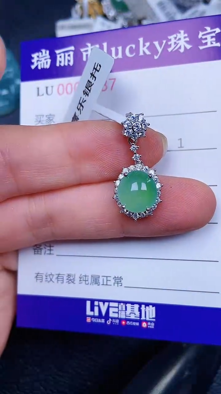 颈饰银S925镶嵌翡翠0987