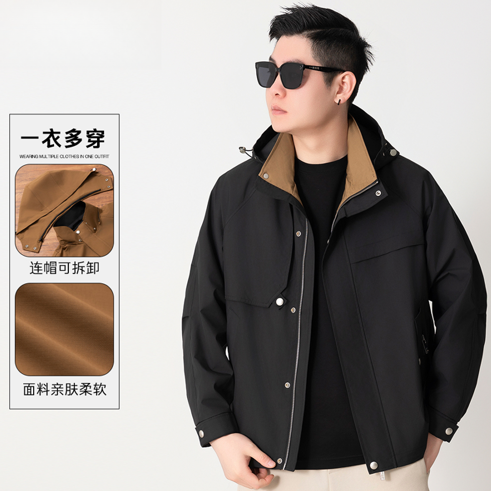 【泰坦4.0轻奢冲锋衣】春季连帽可脱卸设计师定制夹克男外套-25006