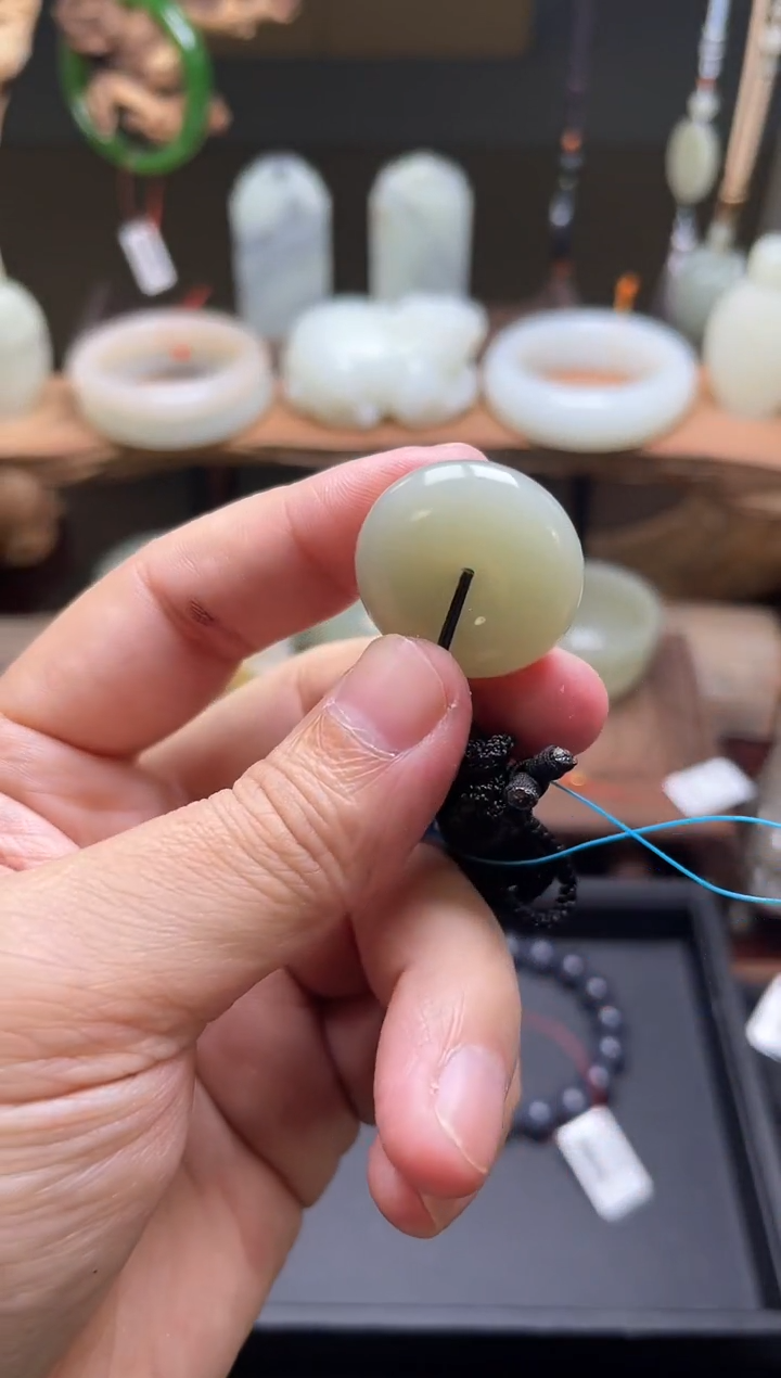 【闪购商品】和田玉吊坠未镶嵌且末青白 平安扣 9001618