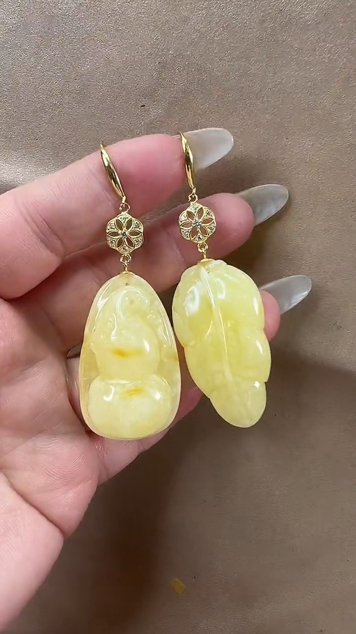 琥珀颈饰未镶嵌耳环