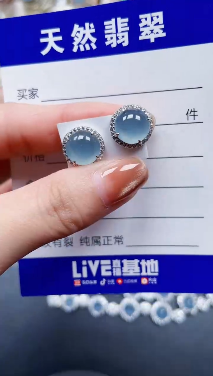 银S925镶嵌翡翠耳饰626