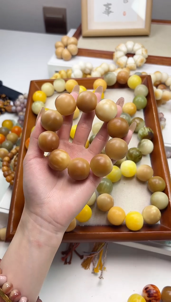 手串菩提根/象牙果涵**?沐c10干磨苹果23mm手串瑕疵不补