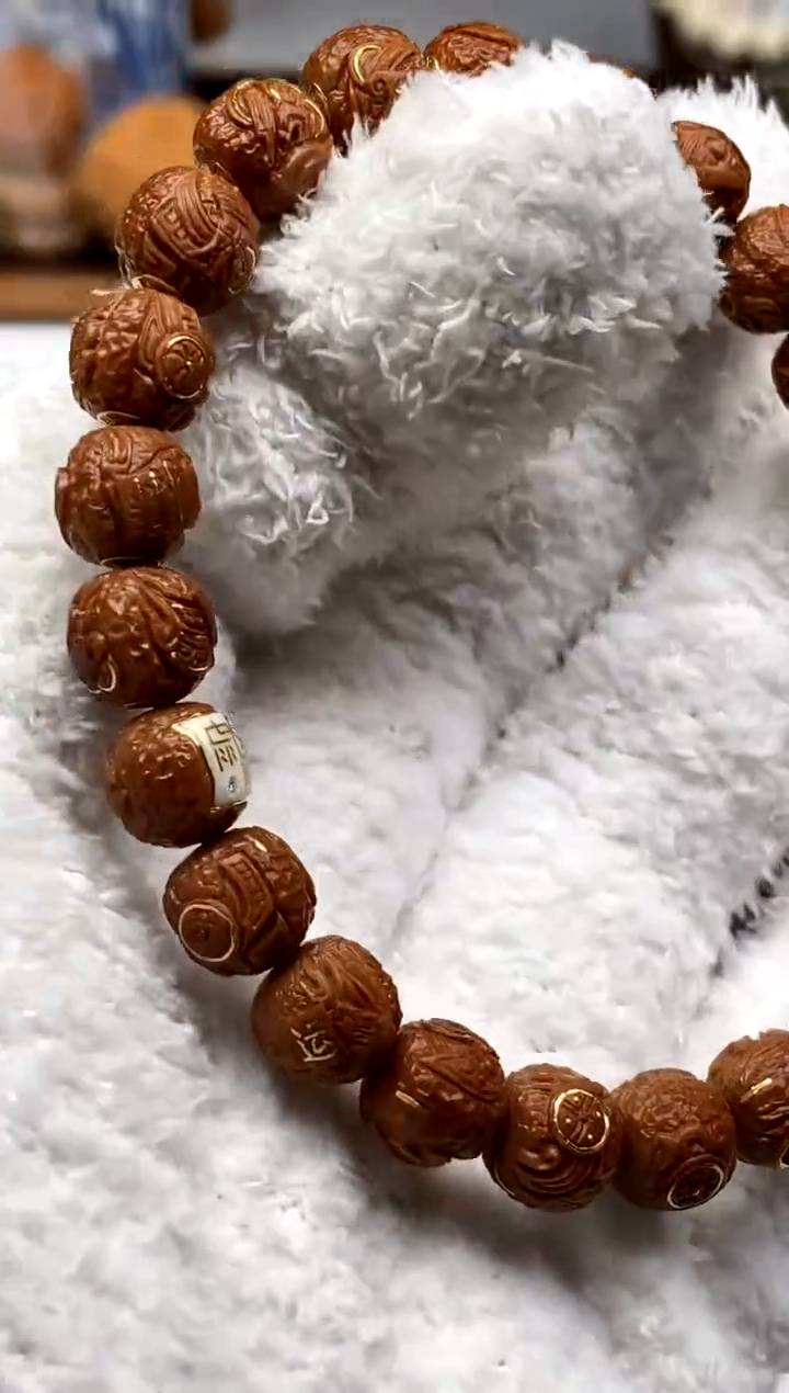 猴头核桃手串雨墨臻至龙纹桃核9999