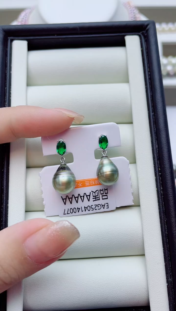银S925镶嵌海水珍珠耳饰W35