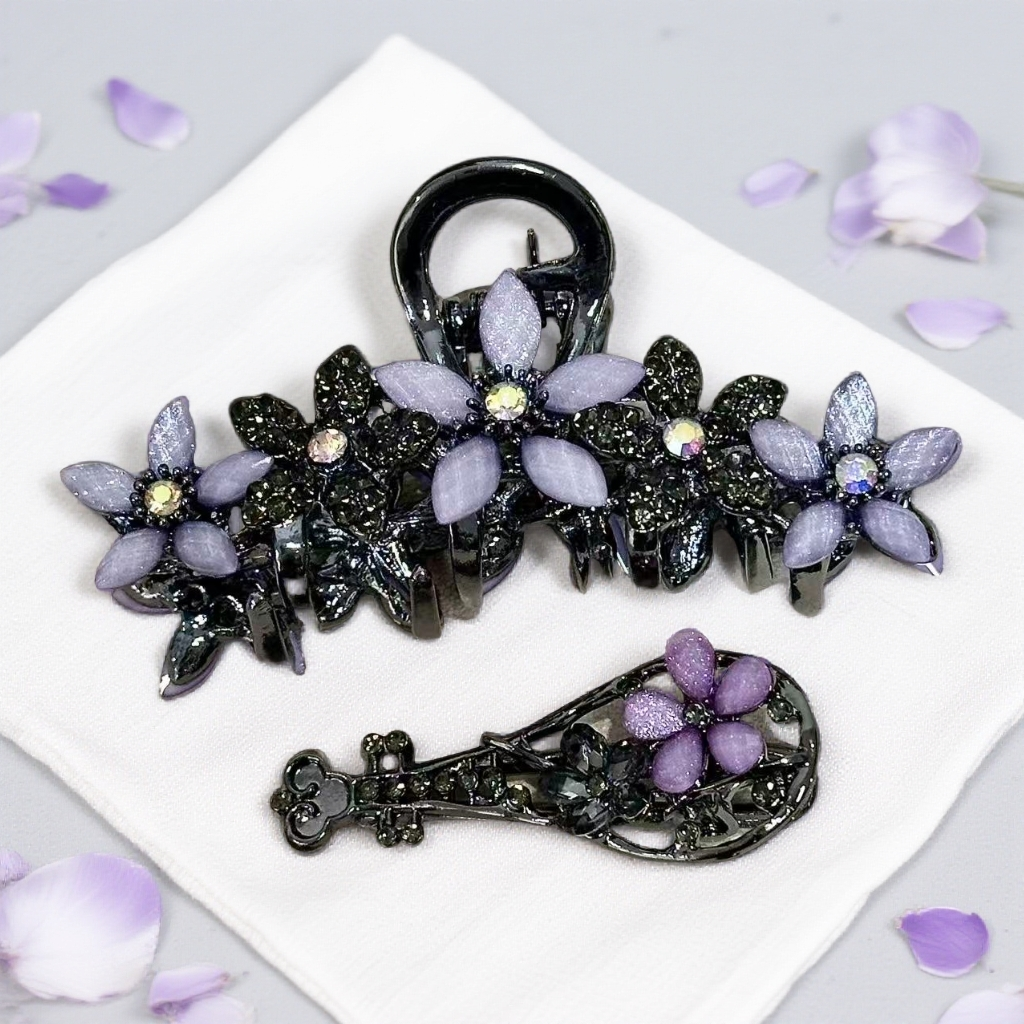 【HP·轻奢】新中式花朵抓夹+压夹-7985