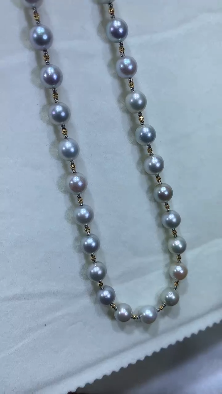 【闪购商品】海水珍珠项链18K金镶嵌6-8MM珍珠项链ZZJ