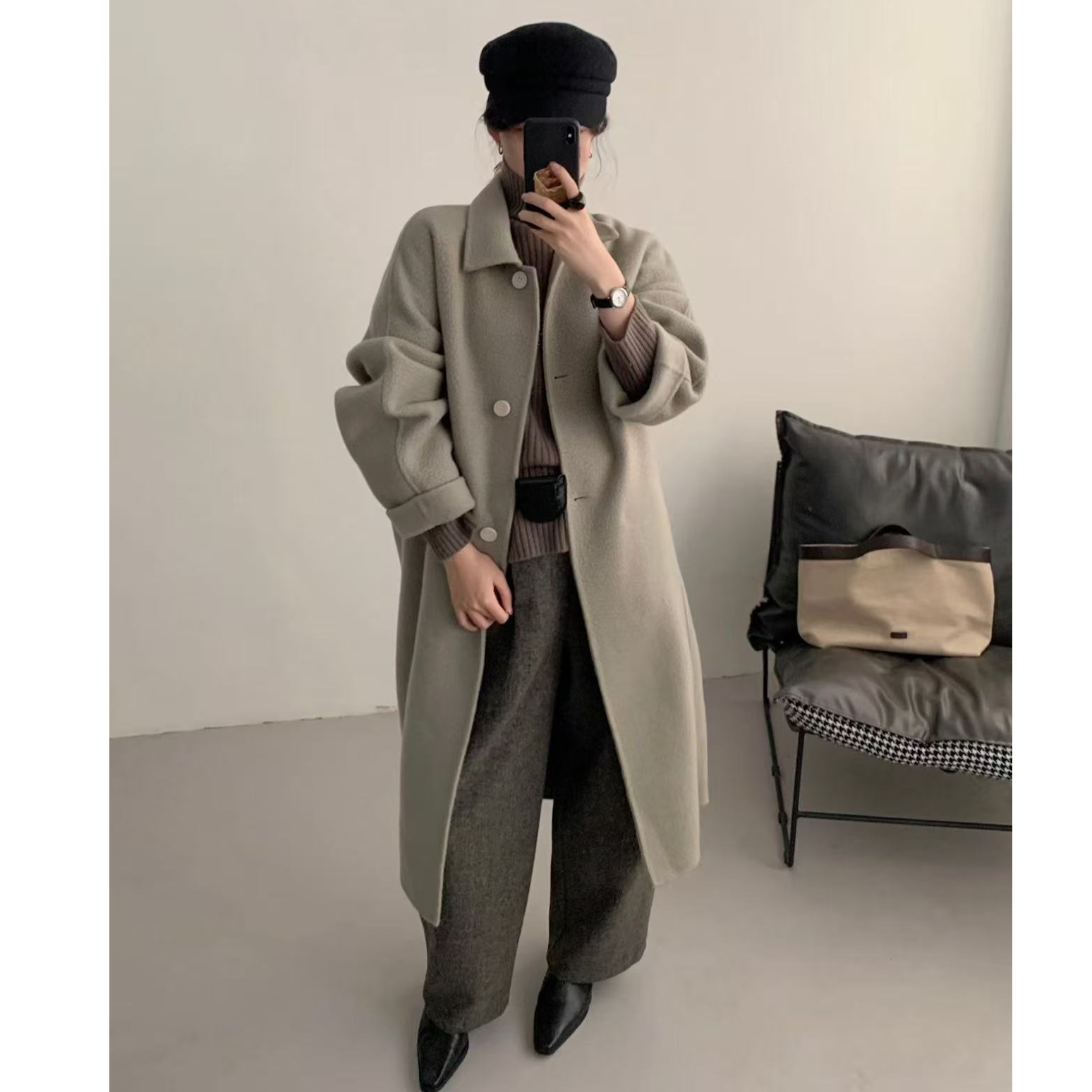 【商场品质】韩系大女主阔版毛呢外套 时尚气质款穿搭 DY 1103