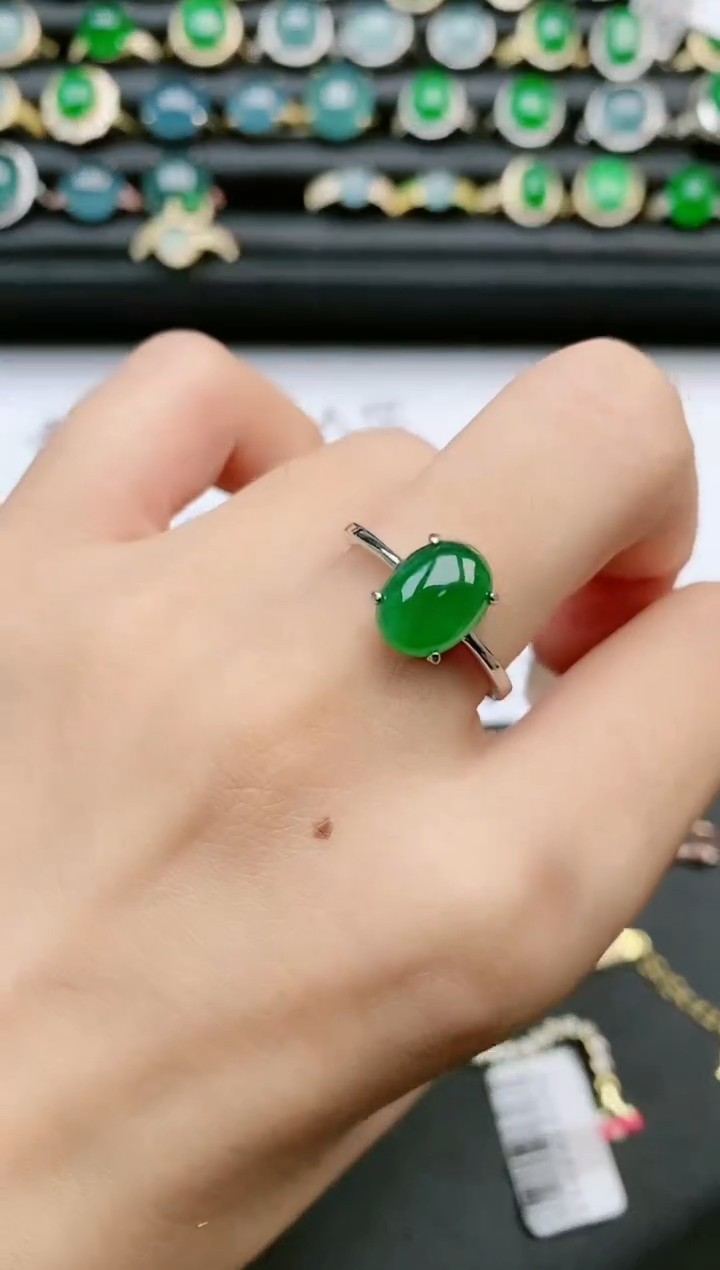 翡翠戒指银S925镶嵌11111