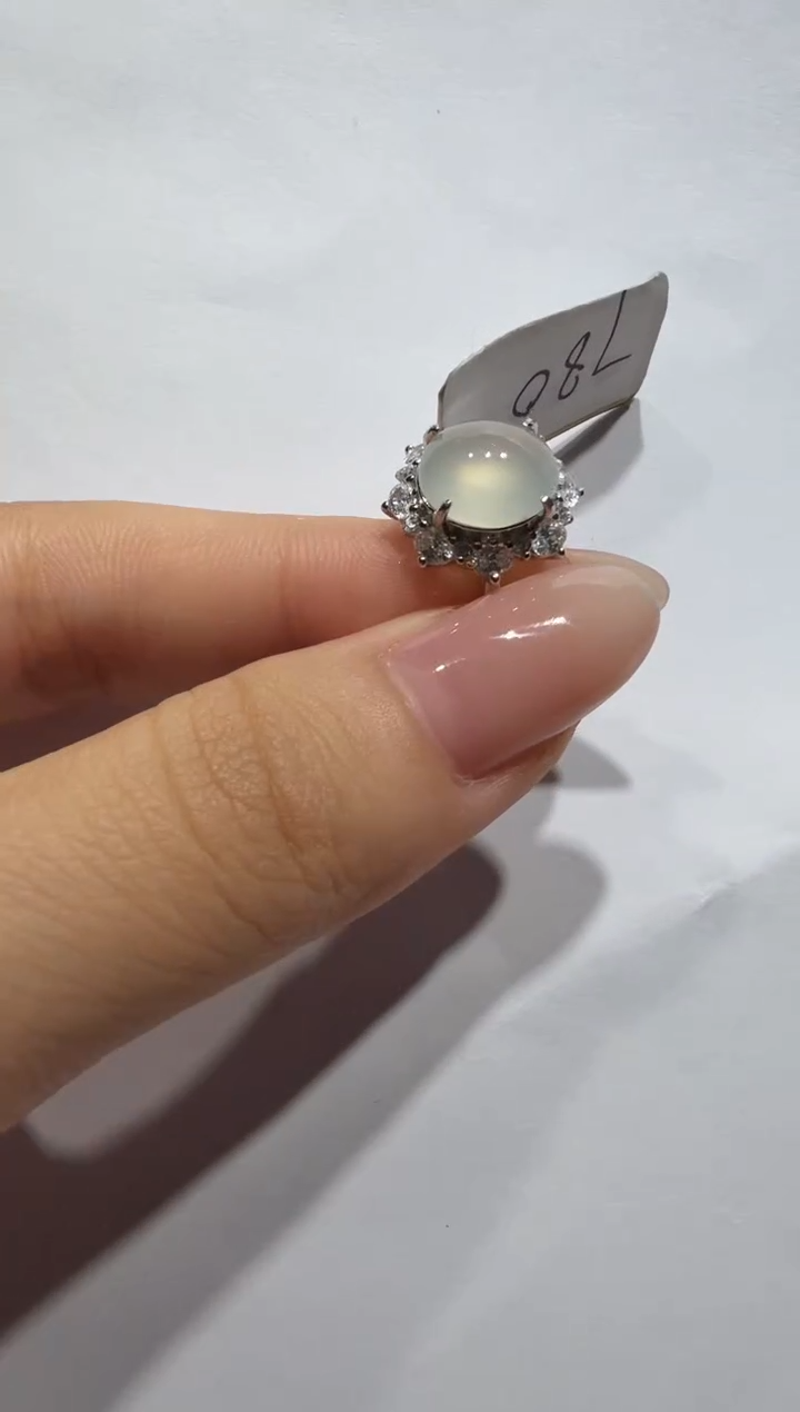 银S925镶嵌戒指翡翠925银镶缅甸A货翡翠戒指
