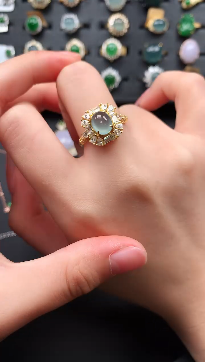 【闪购商品】翡翠戒指银S925镶嵌5613241