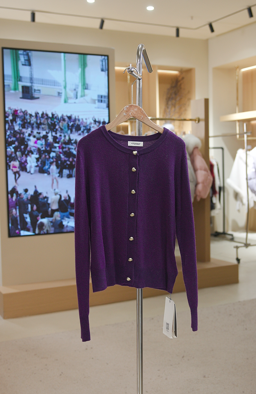 0925紫  气质长袖针织衫时尚显瘦休闲百搭