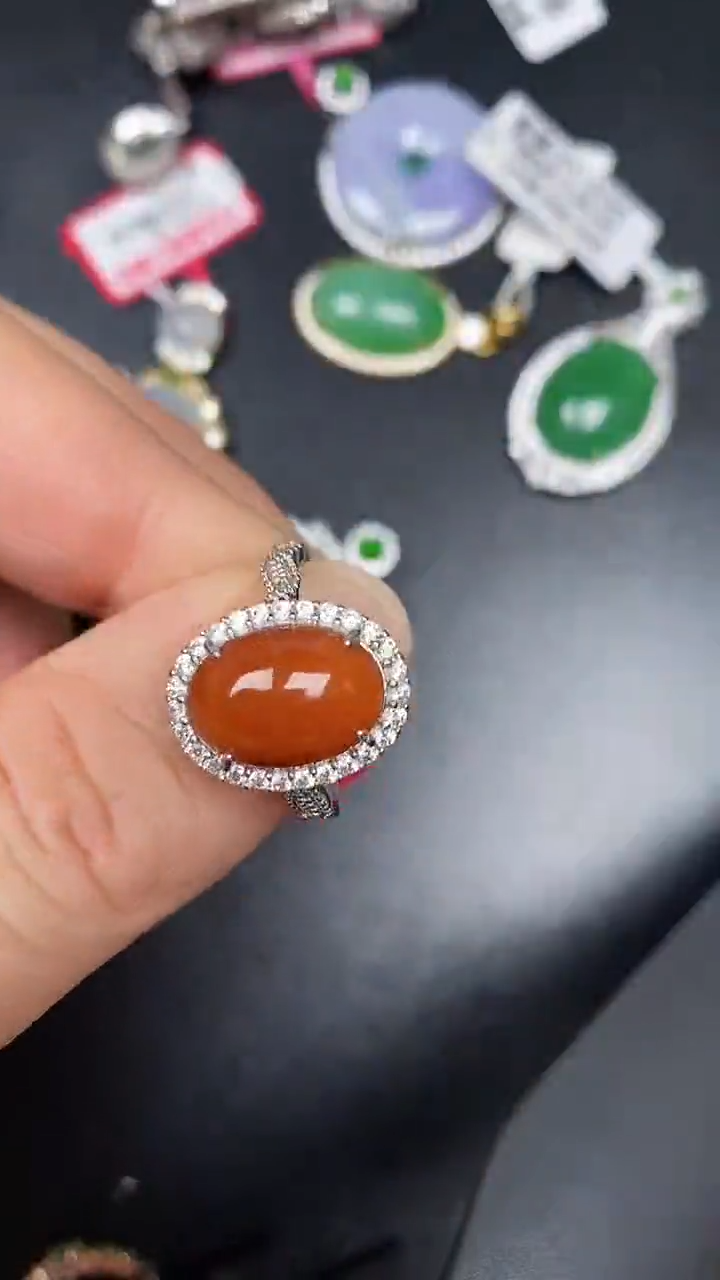 银S925镶嵌戒指翡翠6300
