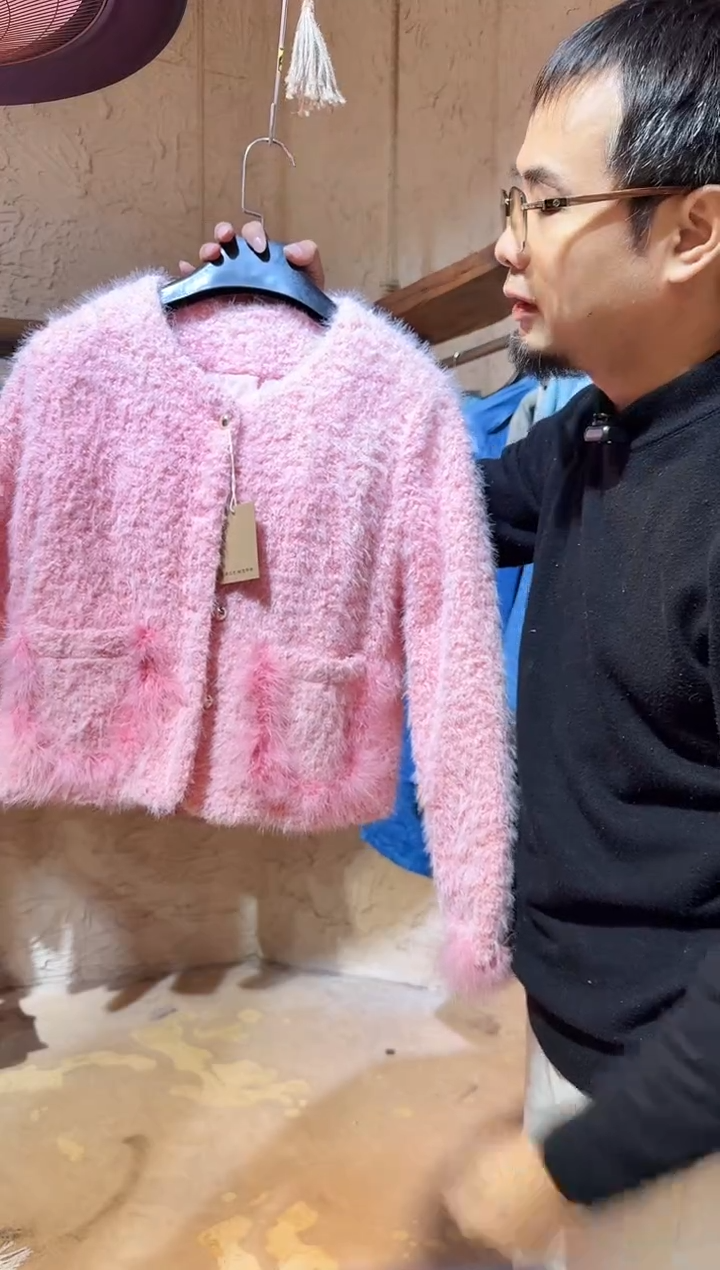 粉染植物染小香风棉服