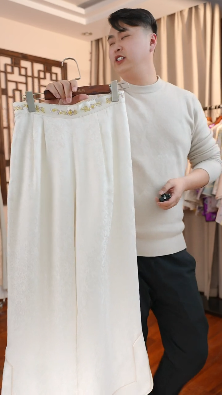 【闪购商品】刺绣苏绣非遗服饰一物一件白色正绢长裤