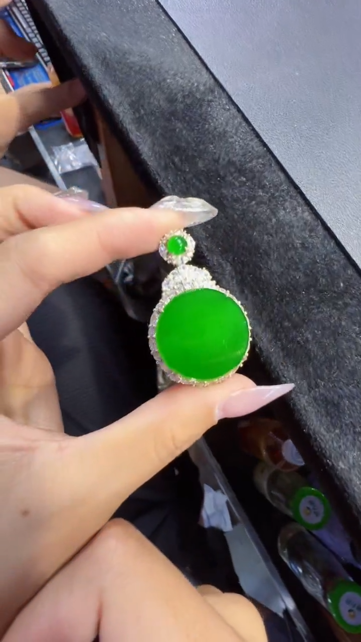 定制翡翠银S925镶嵌无事牌1