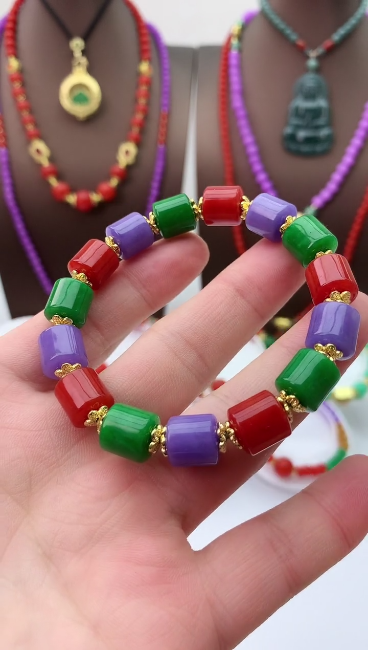 【闪购商品】翡翠手链14K金镶嵌S111手链