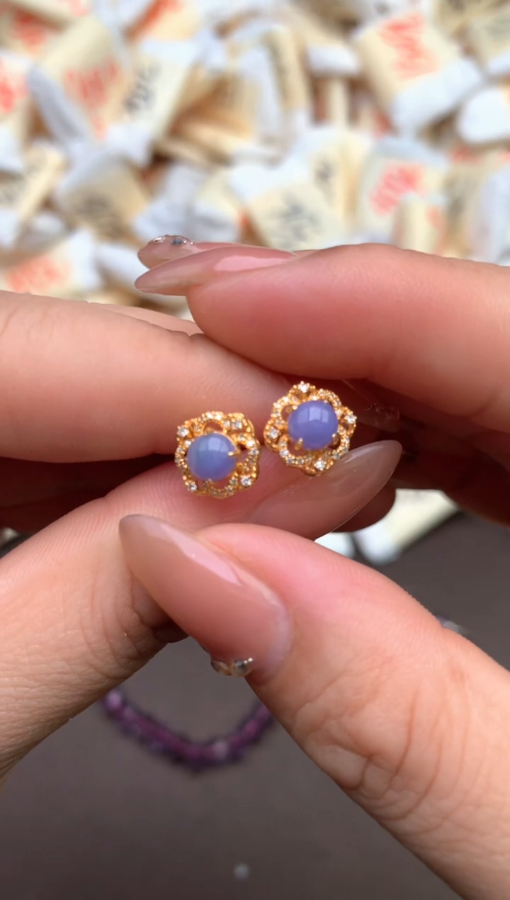 【闪购商品】翡翠耳饰18K金镶嵌—