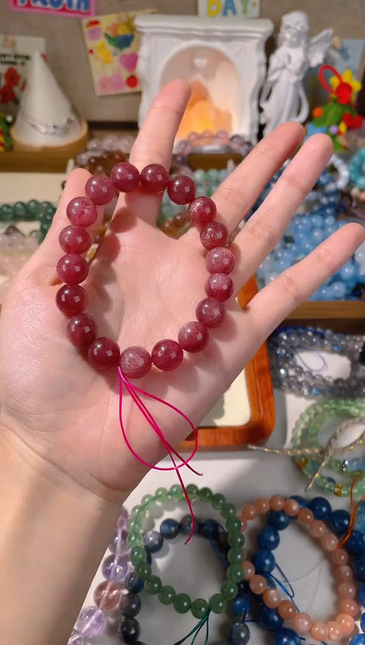 【闪购商品】烟晶手链银S925镶嵌车厘子老矿草莓晶11加