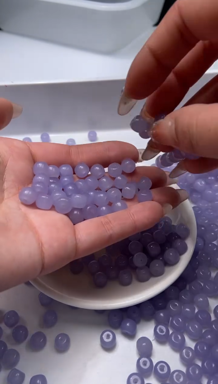 颈饰未镶嵌石英质玉w1791浓烟紫色老型8*7mm*20颗