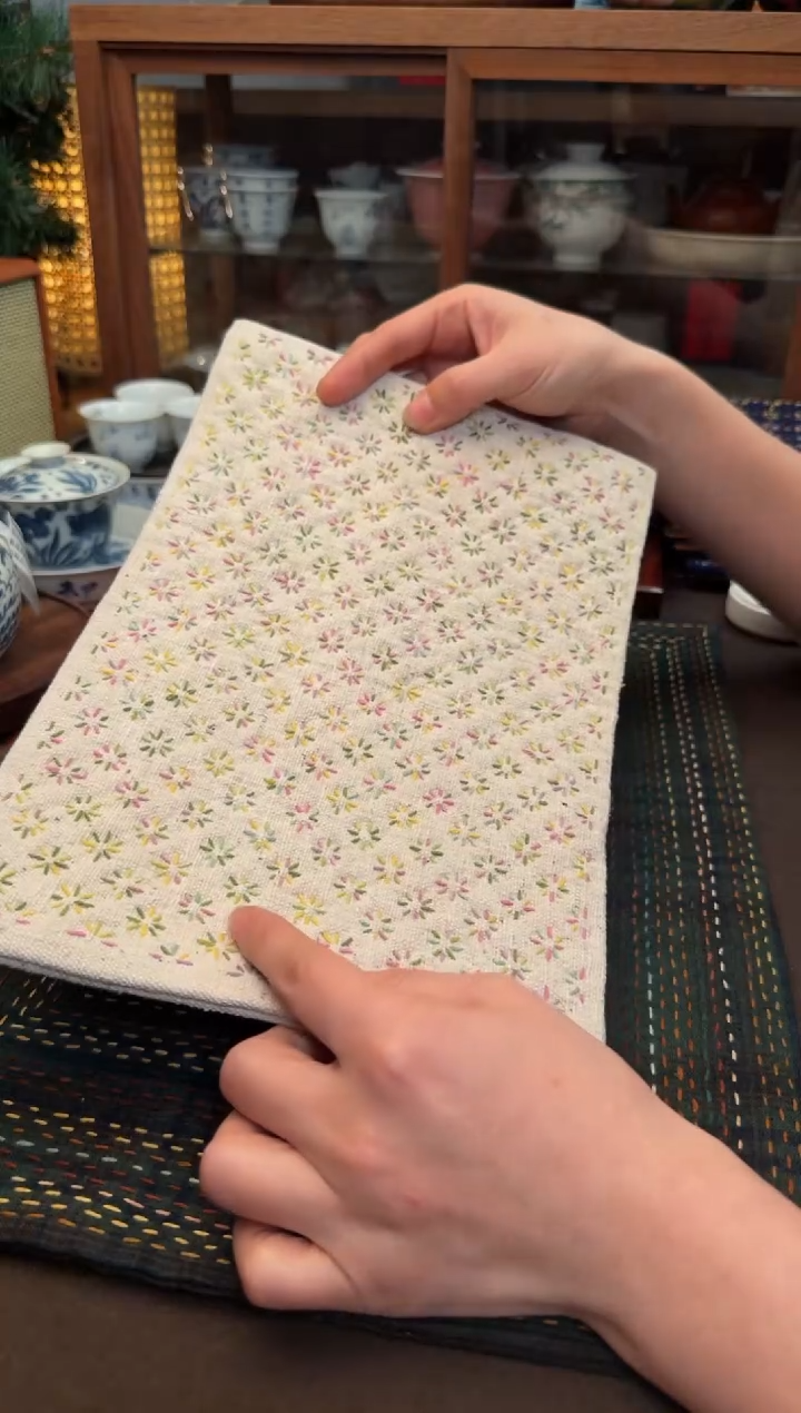 【闪购商品】织绣Cici手作刺子绣植物染柿染茶席-222