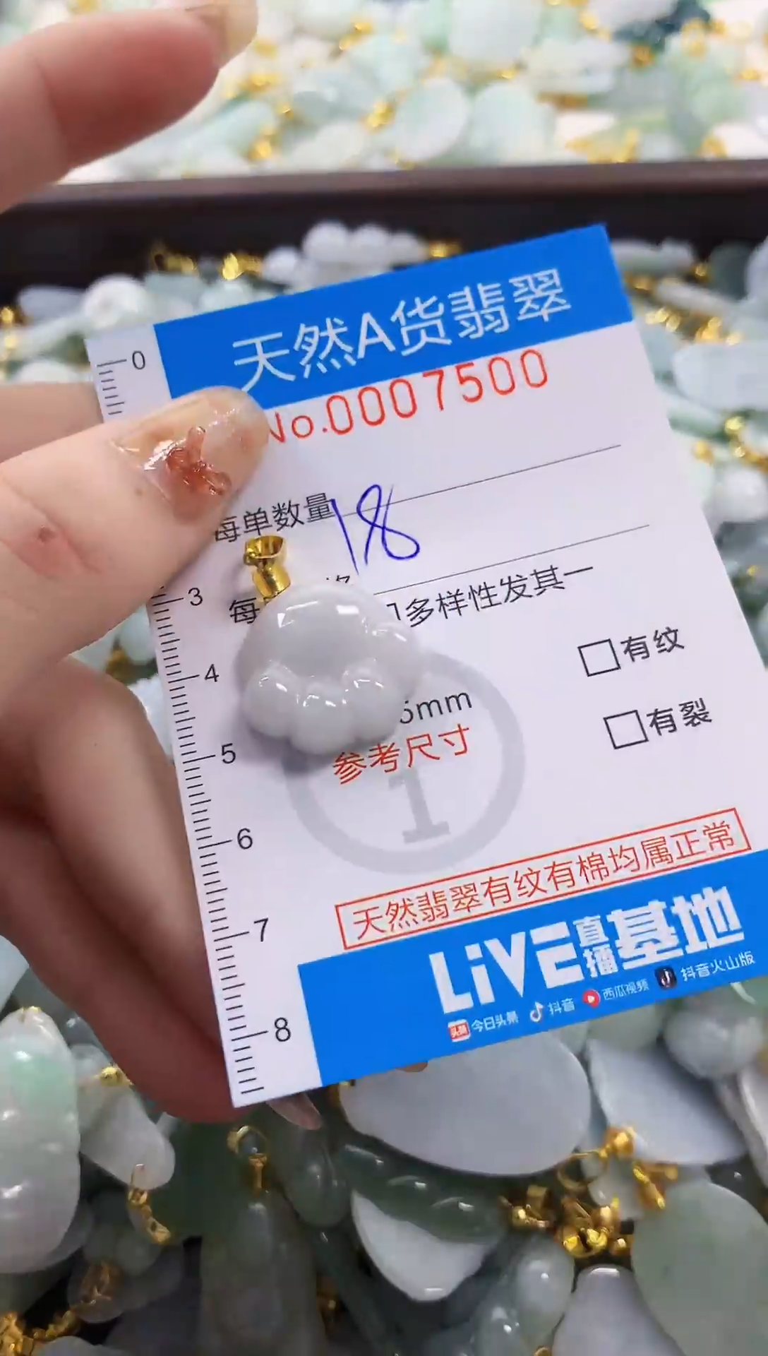 颈饰未镶嵌翡翠净货挂件-7500