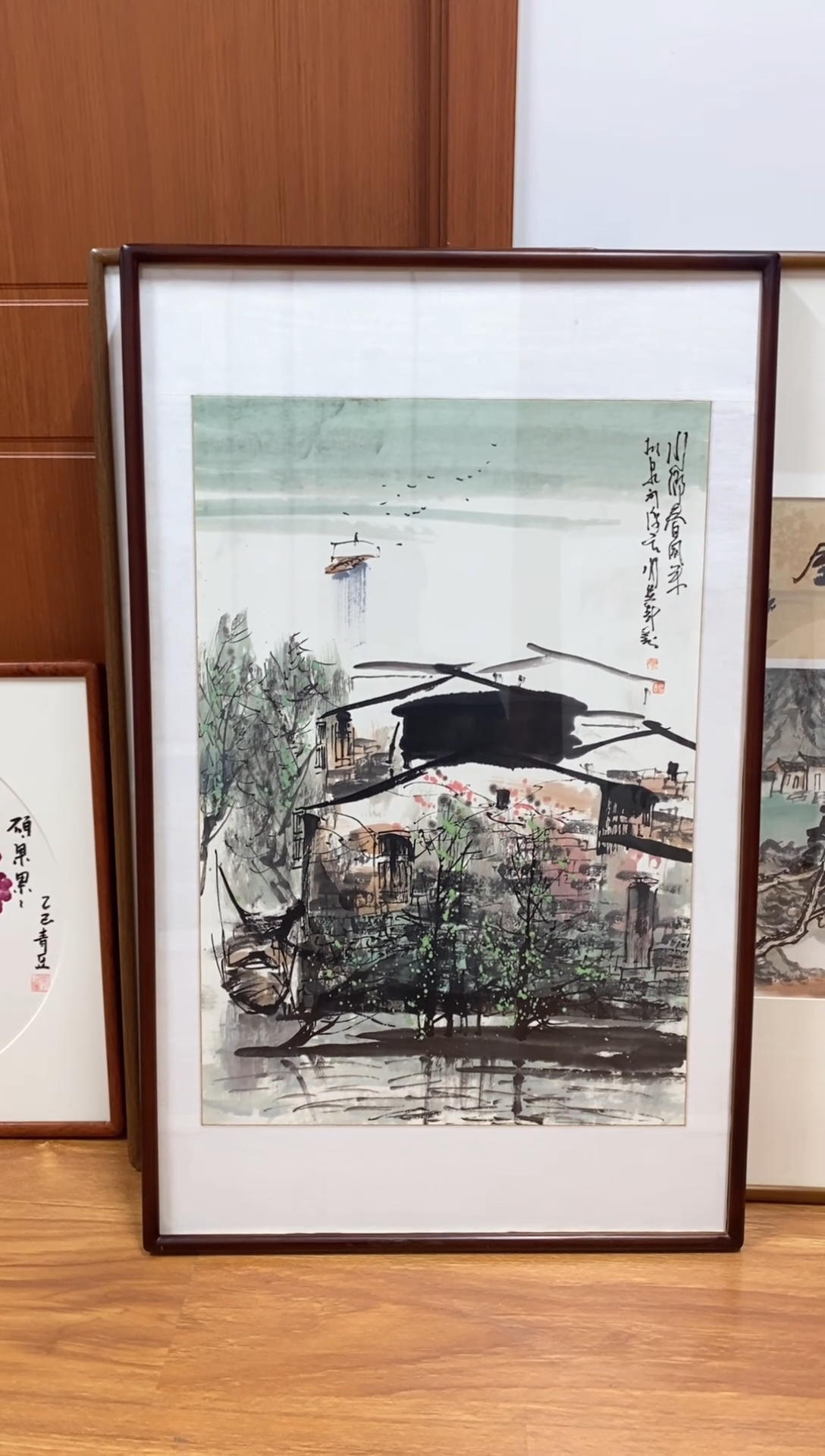 【闪购商品】国画柳泉《小镇春晓》含框92*57