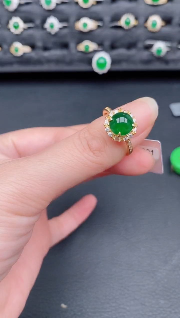 银S925镶嵌戒指翡翠天然a货翡翠46