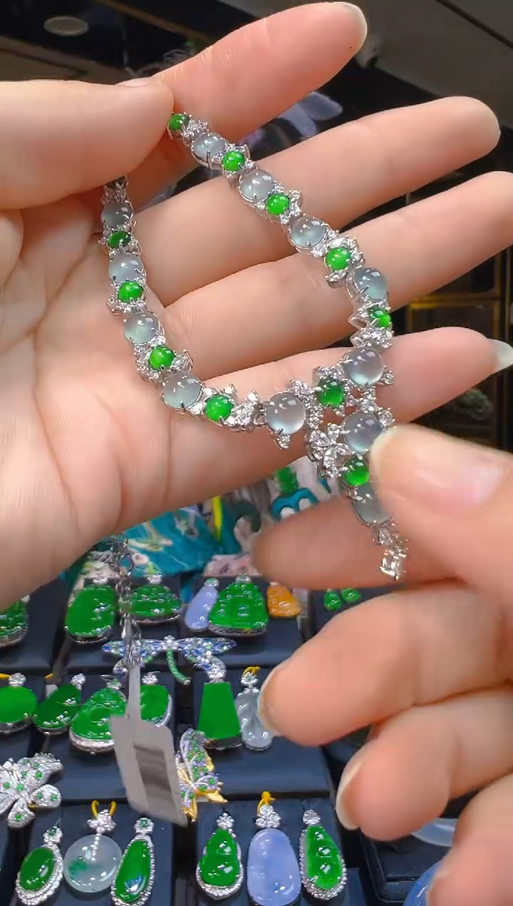 项链银S925镶嵌翡翠040(多样性发货发其一)