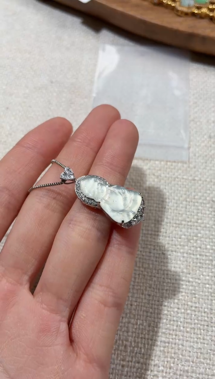 吊坠(不含链)银S925镶嵌翡翠吊坠