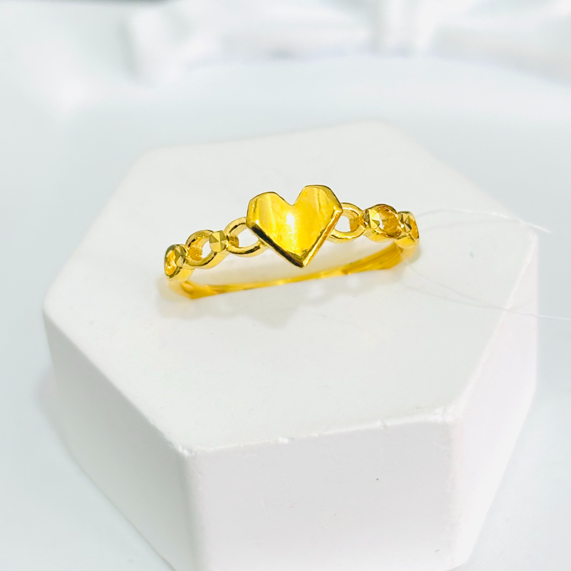 SUNFEEL/赛菲尔足金999爱心链条黄金戒指5G精致气质女士礼物推荐