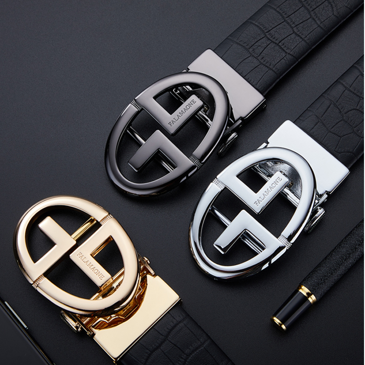 法莱阿玛尼商务休闲头层牛皮合金扣皮带送男友礼物