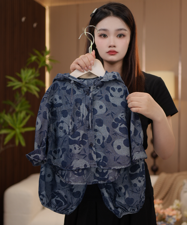 【现货1】2025秋季新品牛仔萌娃穿搭潮流长袖男童女童儿童套装26539