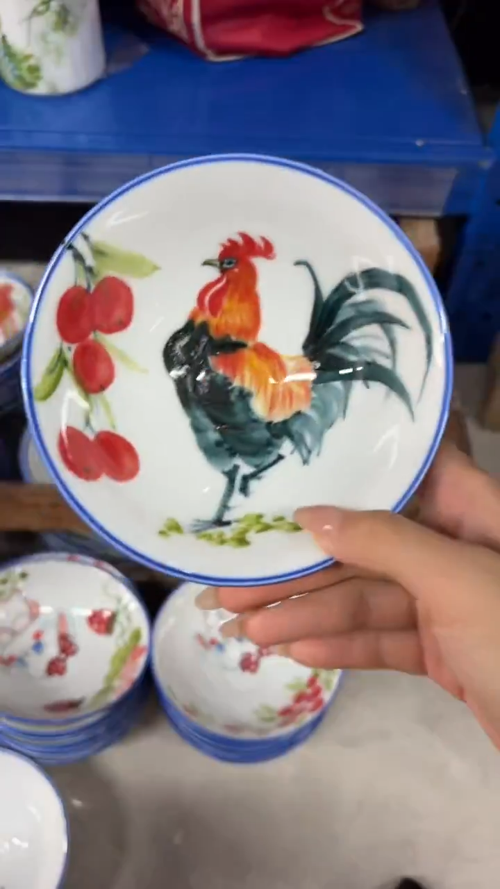 瓷片景德镇高温陶瓷食品级手绘釉中彩-斗笠碗
