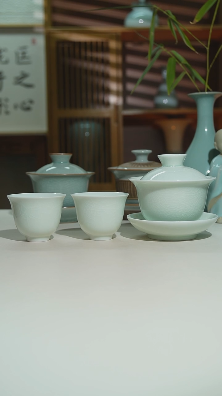 杯玉青玉兰盖碗一盖二一级