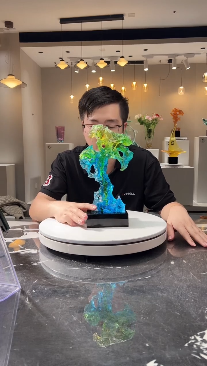 摆件巴比特美学-蓝绿中号太湖石+底座