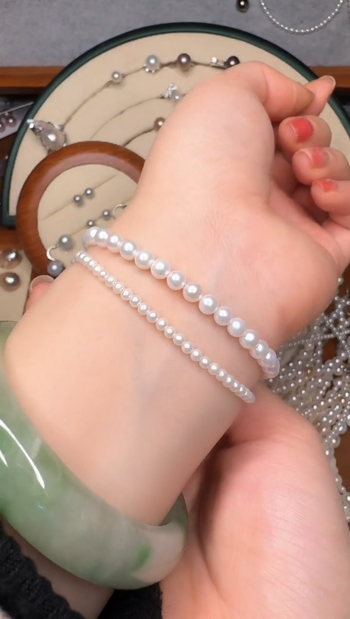 【闪购商品】淡水珍珠手链银S925镶嵌11号双排手链