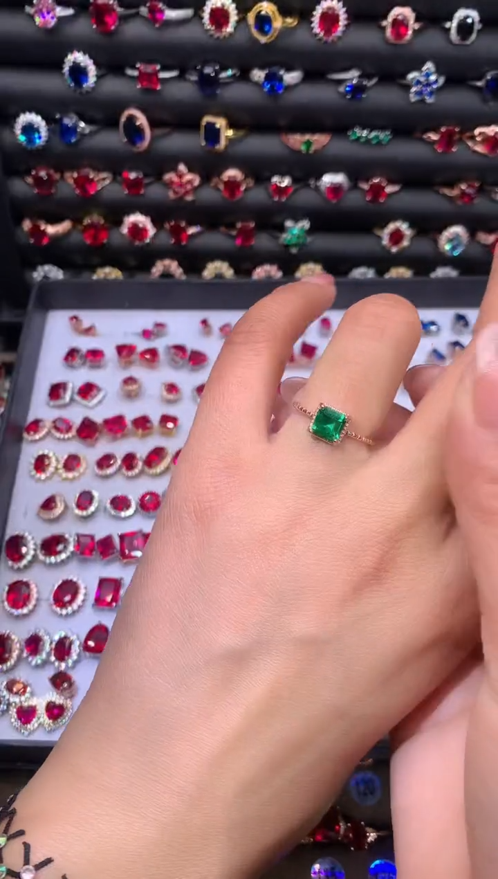 【闪购商品】透辉石戒指银S925镶嵌6