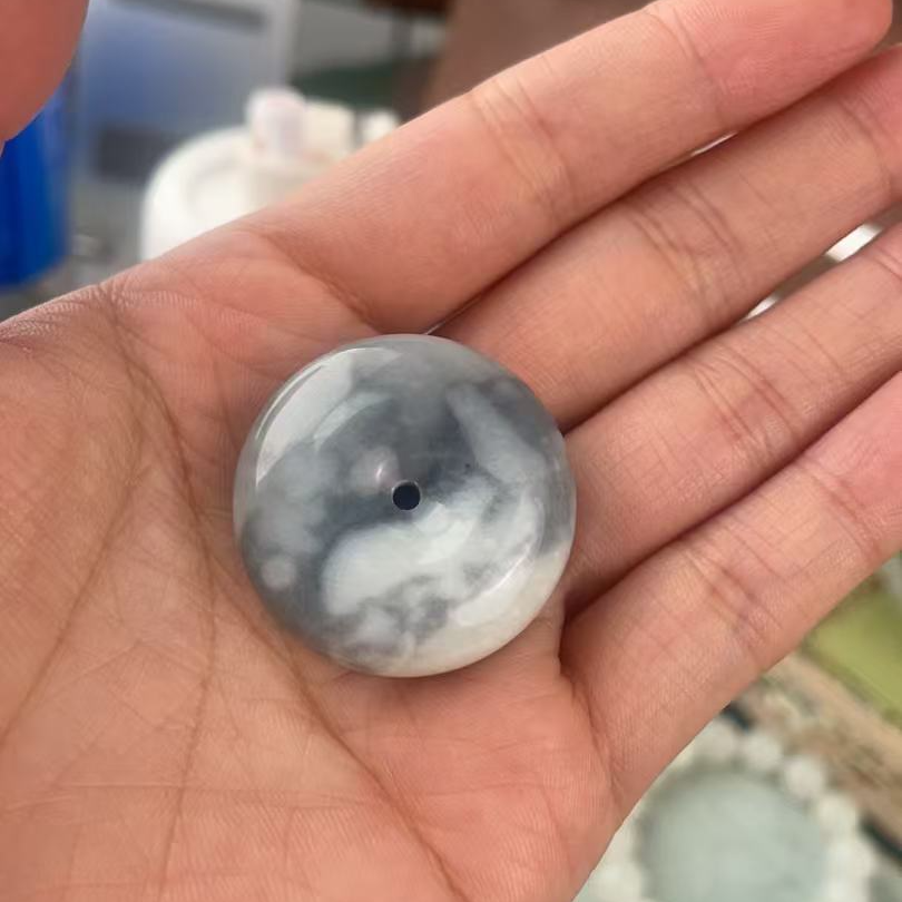 天然和田玉平安扣青花