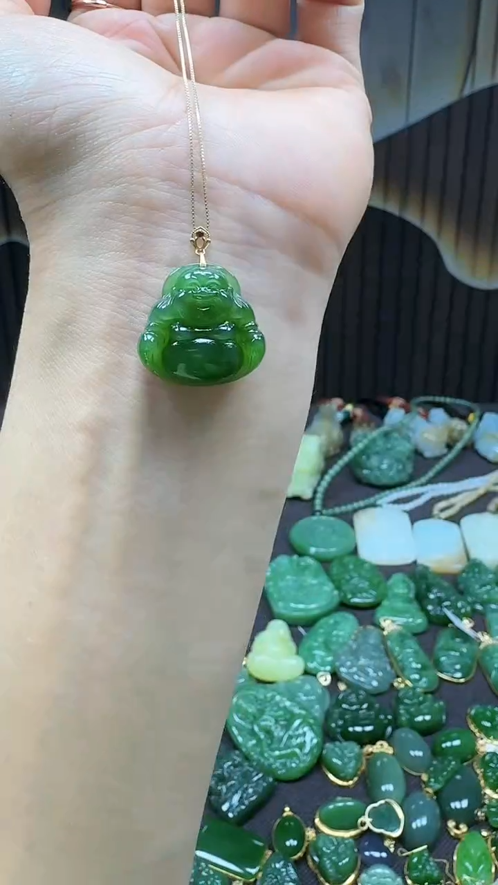 【闪购商品】和田玉吊坠(不含链)18K金镶嵌1