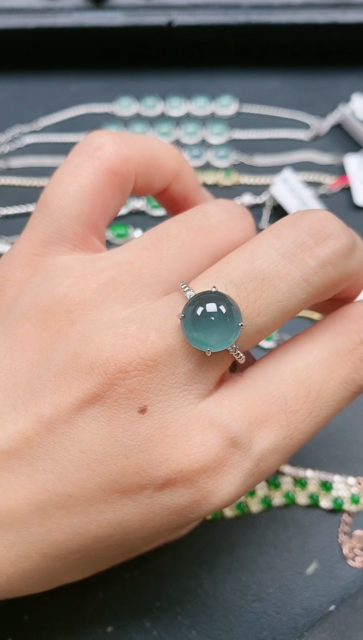 翡翠戒指银S925镶嵌111111