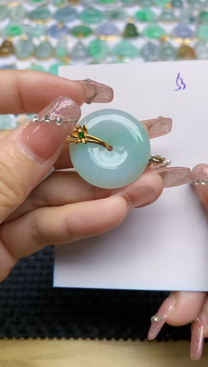 【闪购商品】翡翠颈饰18K金镶嵌天然A货翡翠 53