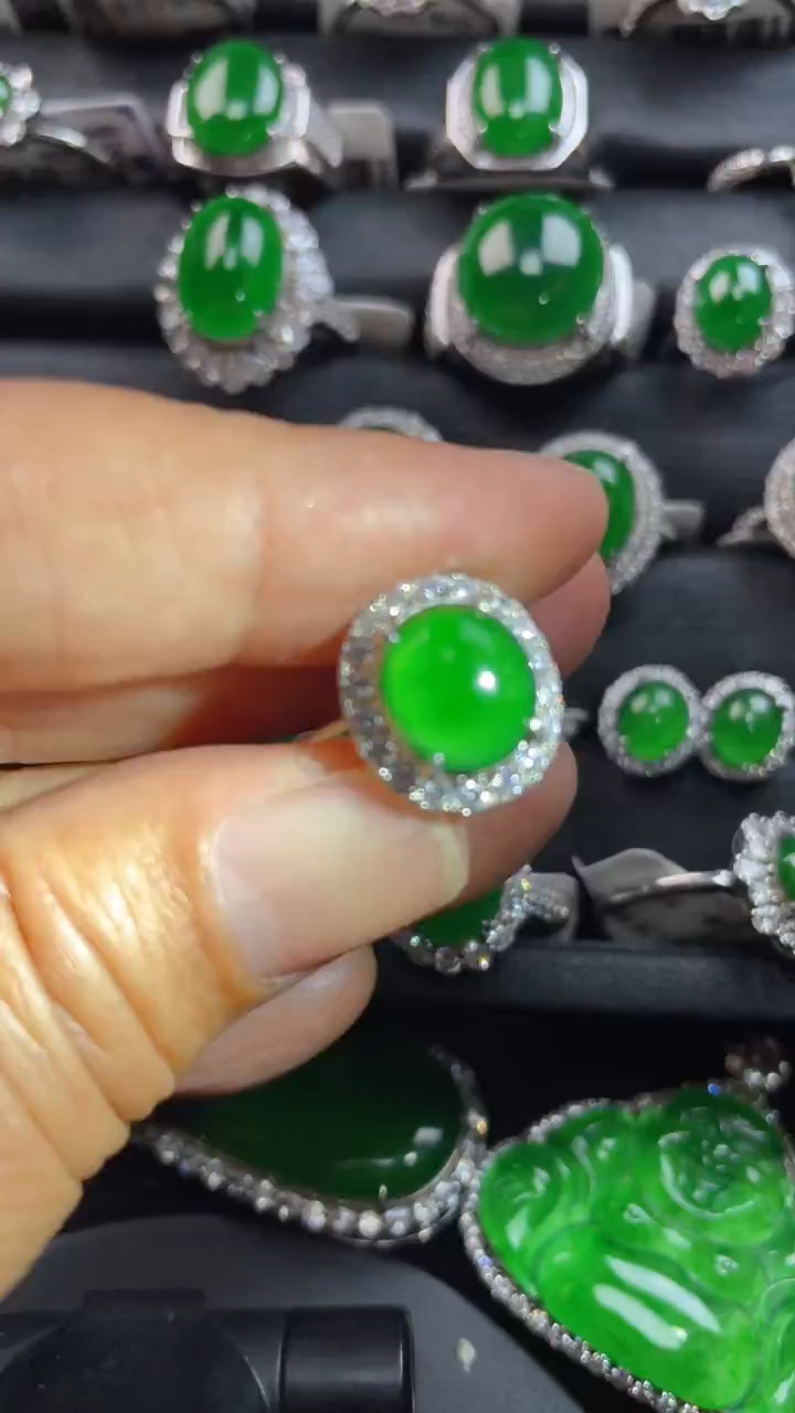 【闪购商品】翡翠戒指银S925镶嵌翡翠